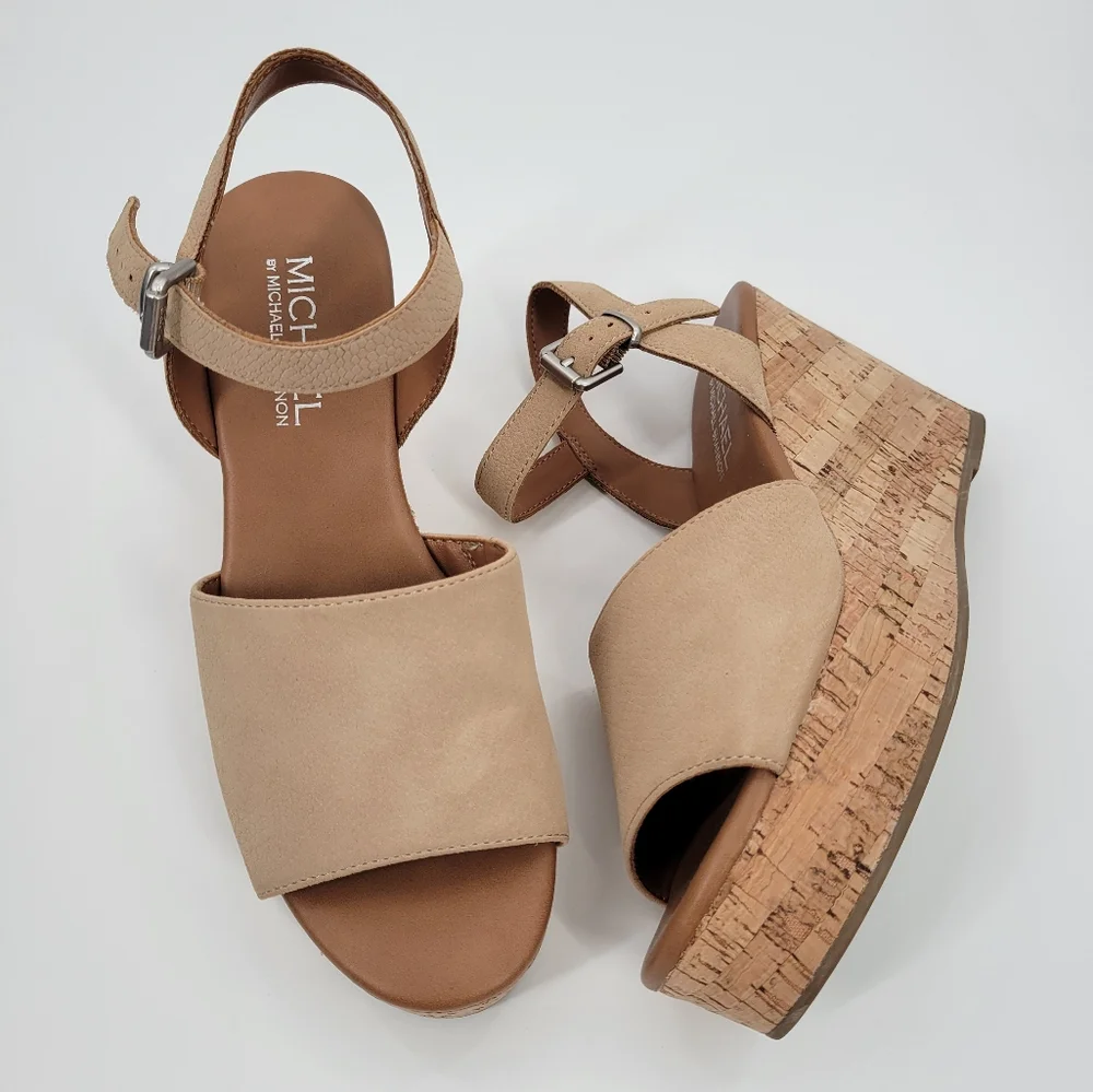 Michael by Michael Shannon Tan Nude Wedge Shoes Women's Size 7